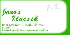 janos klucsik business card